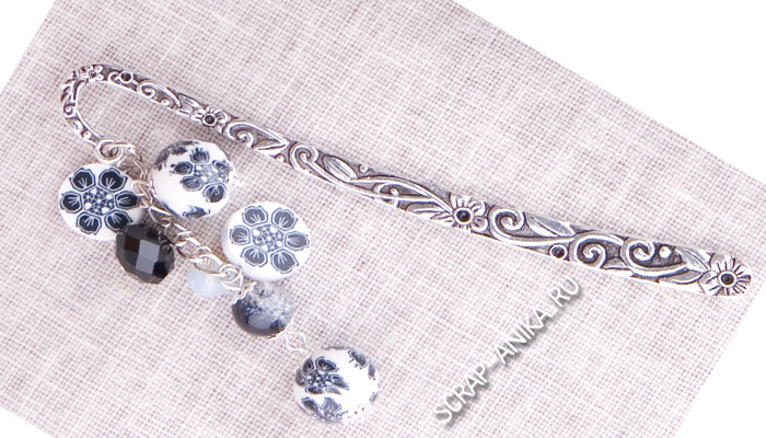 закладка, металлическая, бусины