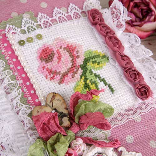 вышивка крестиком, вышивка розочки, вышивка розочка, блокнот с вышивкой