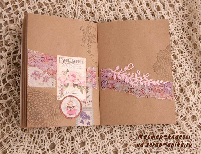 крафт блокнот, блокнот из крафт бумаги, блокнот с розами, джанк бук, артбук, идеи оформления