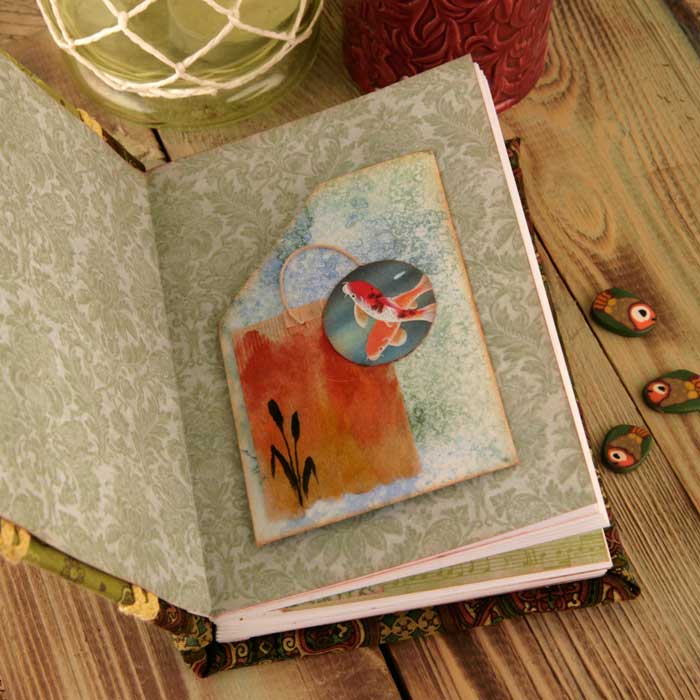 оформление форзаца, сделала кармашек