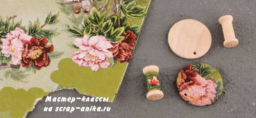 декупаж на дереве, деревянная фишка, катушка, деревянная катушка